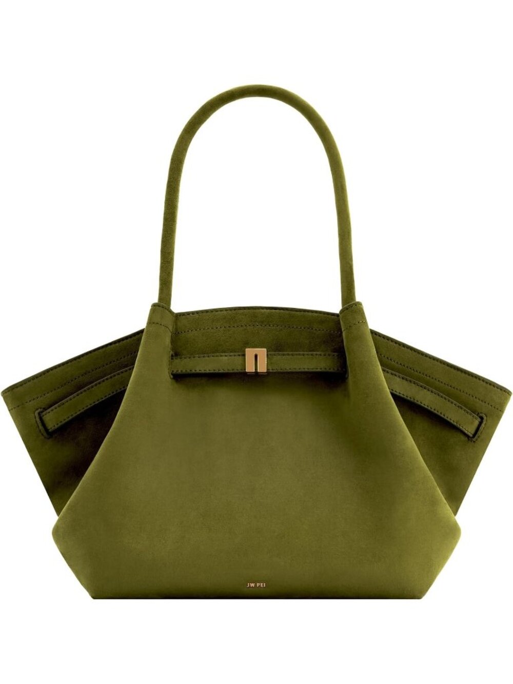 Women's Dark Olive Faux Leather Casual Hana Medium Tote Bag For Key and Wallet